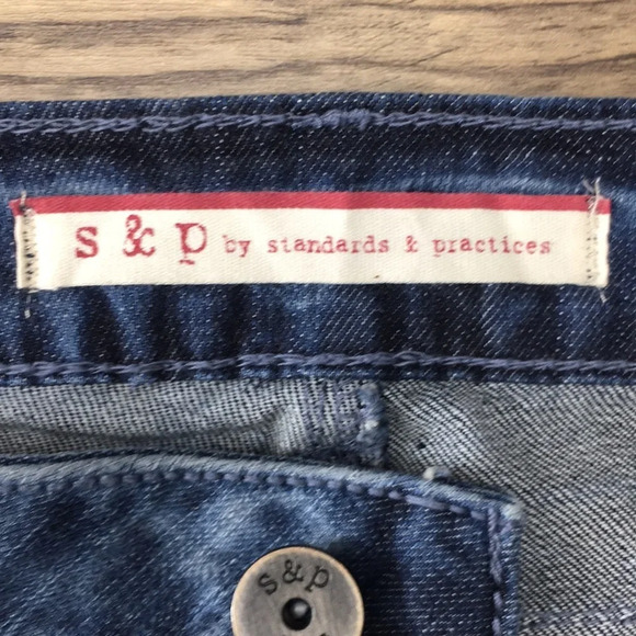 S&P Standards and Practices Cropped Jeans Acid Wash Denim Mid Rise Tie Dye - Picture 10 of 13